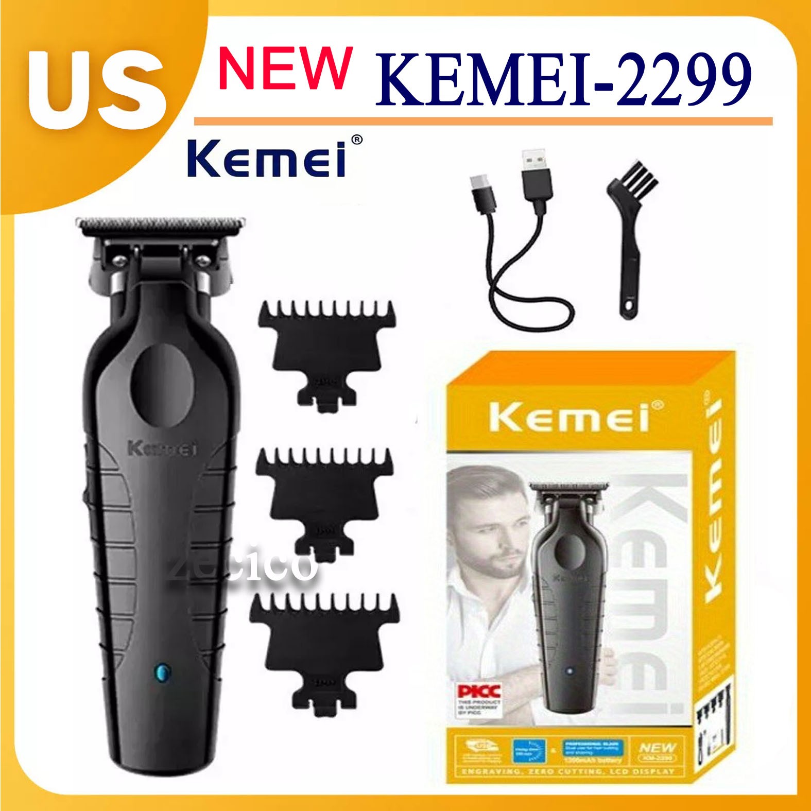 Kemei Professional Hair Clippers Cordless Trimmer Beard Cutting Machine Barber