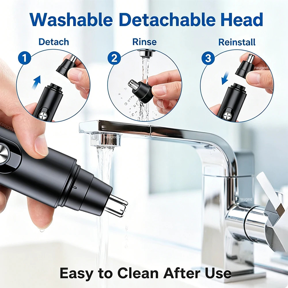 Ear and Nose Hair Trimmer with LED indicator USB Rechargeable Water Resistant