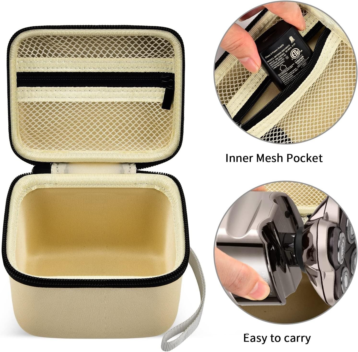 Compact & Lightweight Storage Case for Skull Shaver Electric Razor – Beige