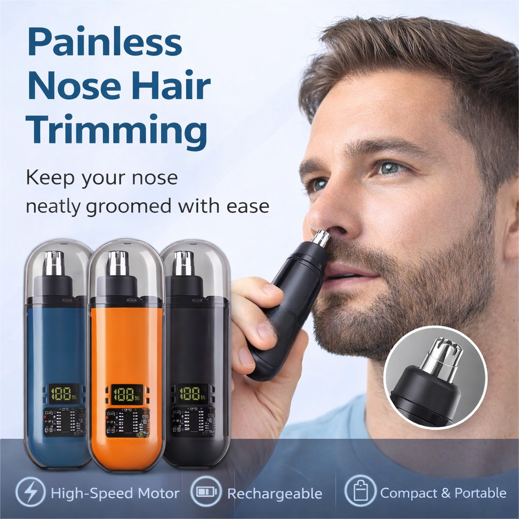 Nose Ear Hair Trimmer for Men – USB C Rechargeable Portable Fast Charge, Compact