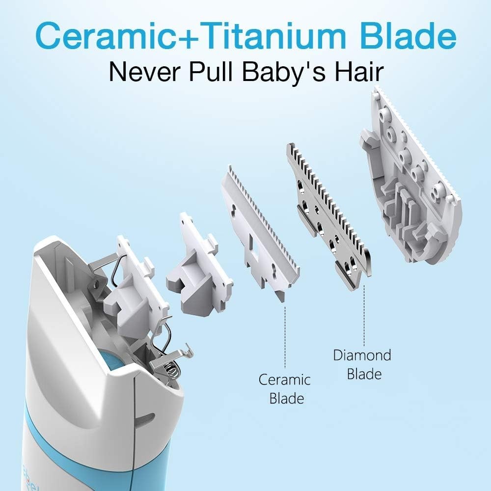 Elebebe Baby Hair Clippers – Electric Hair Trimmer with 3 Heads & 3 Guide Combs