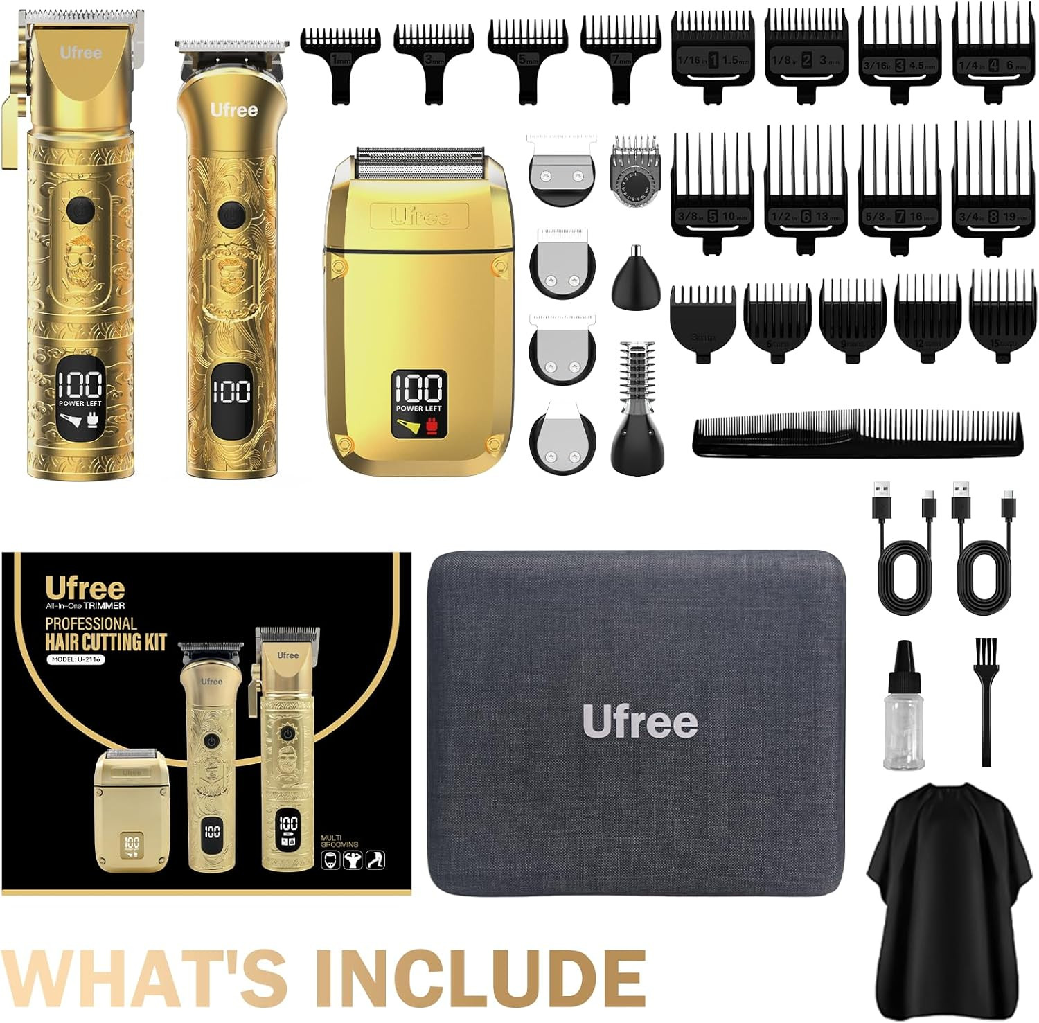 8 in 1 Professional Hair Cutting Kit, Hair Clippers for Men, Cordless Clippers a