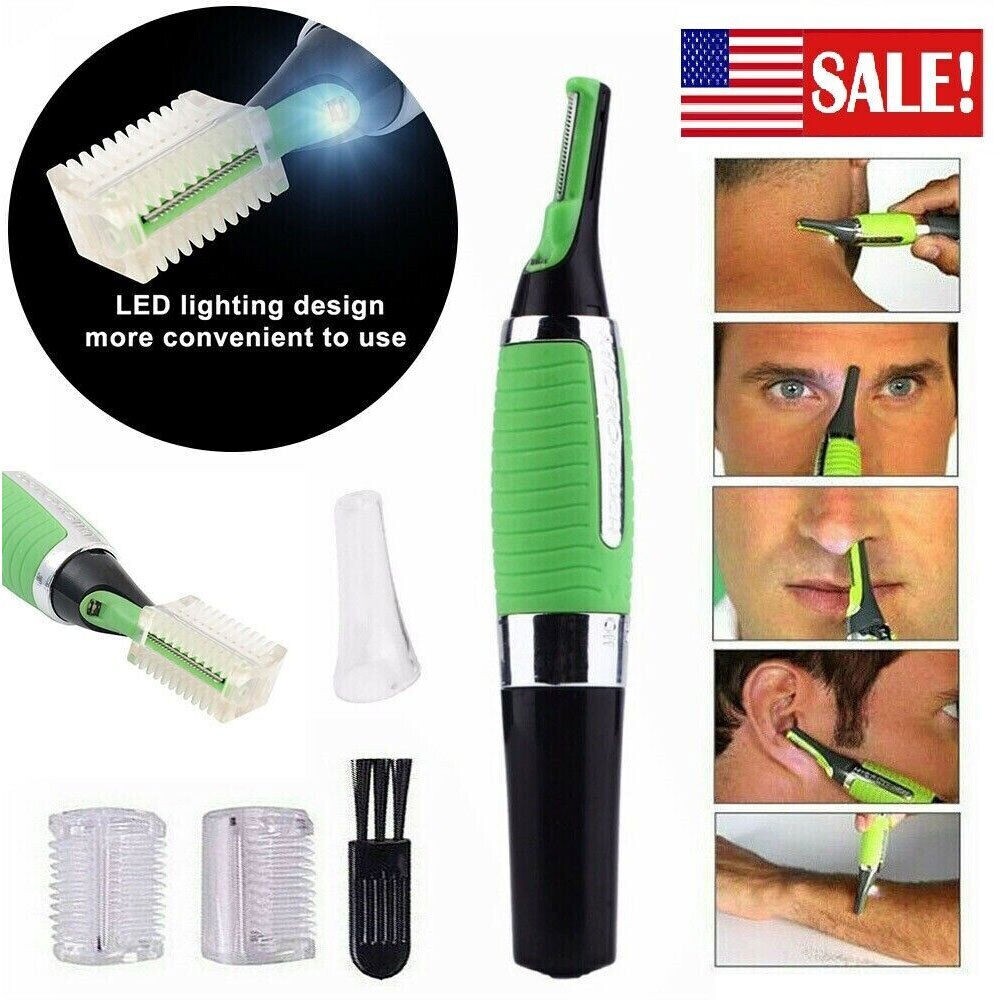 2xMen’s Nose Ear Face Neck Eyebrow Hair Mustache Beard Trimmer Shaver Clipper US