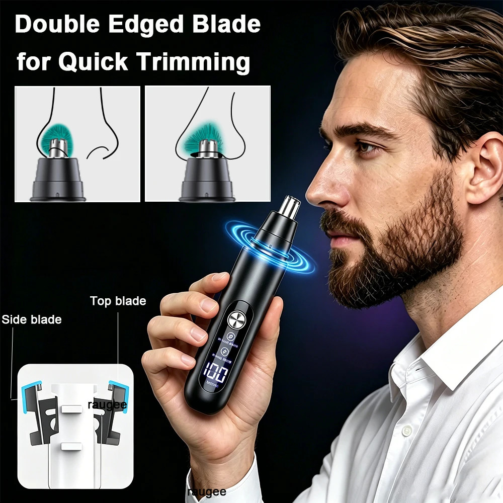 Ear and Nose Hair Trimmer with LED indicator USB Rechargeable Water Resistant