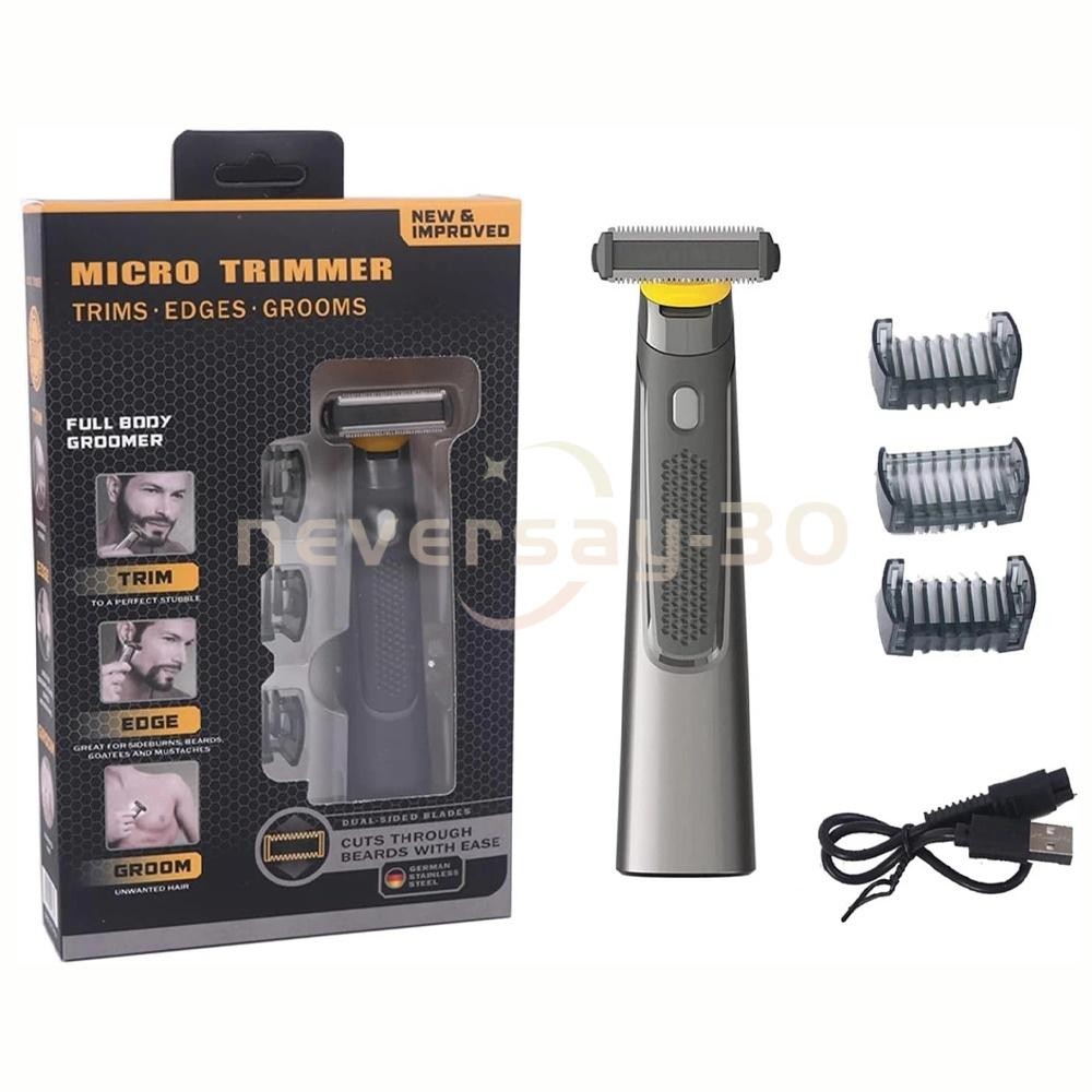 Rechargeable Beard & Body Razor that Trims, Edges, Shaves, and Grooms