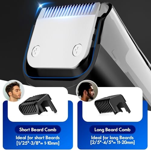 Vacuum Beard Trimmer for Men Rechargeable, IPX6 Waterproof Mustache Black