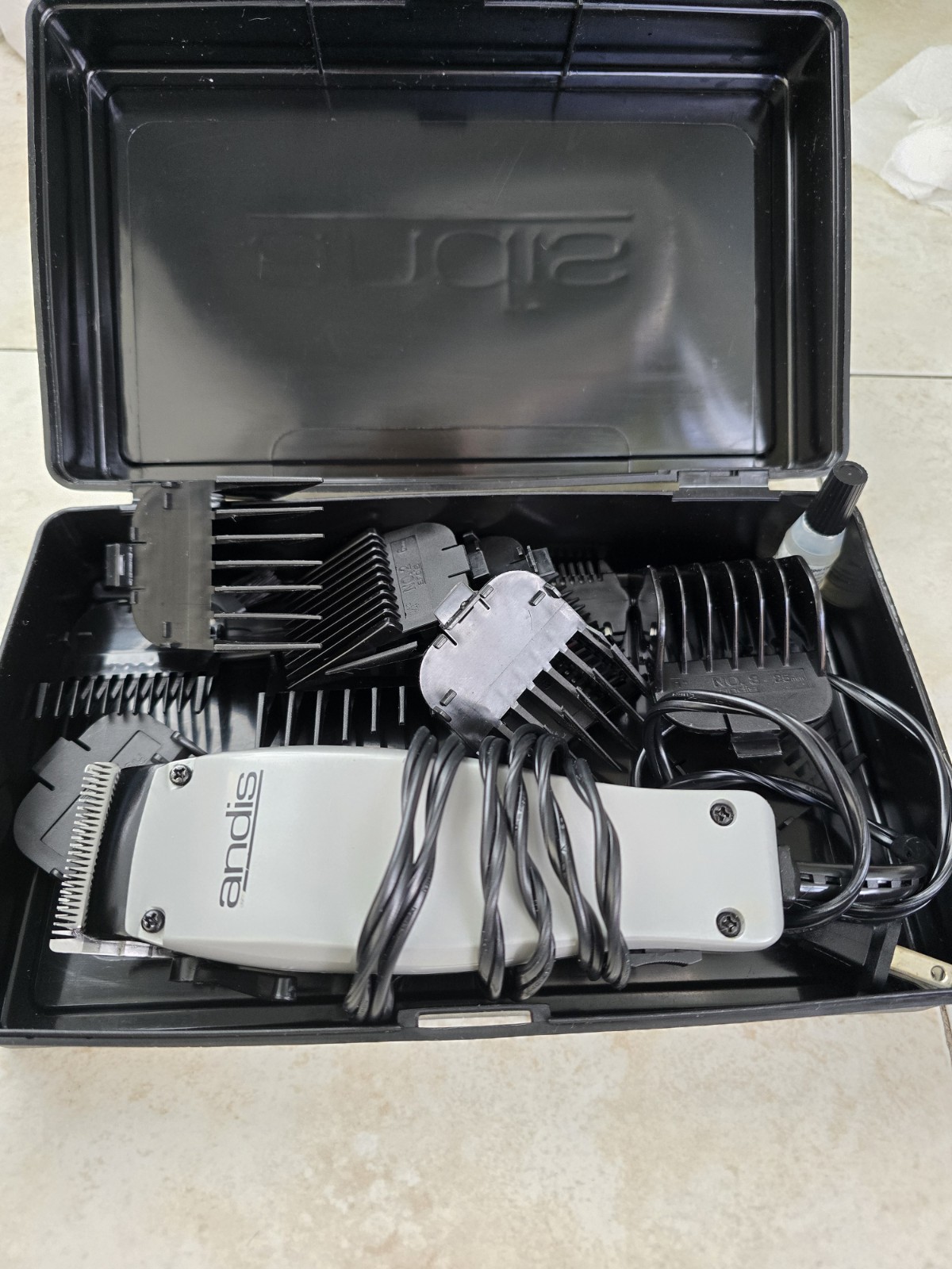 Andis Home Haircut Kit, Electric, Adjustable Lengths, Square Blade, Silver/Black