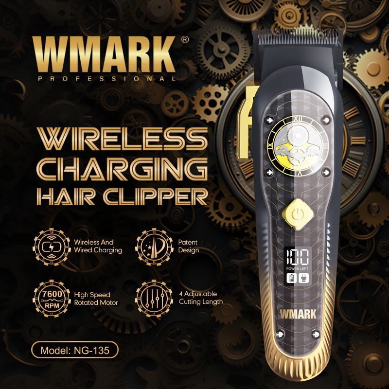 WMARK NG-135 Cordless Clipper – Wireless Charging & High-Speed Motor ⚡