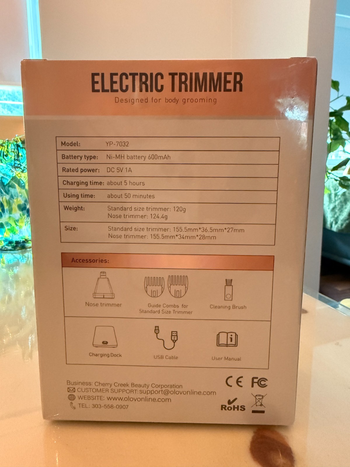 Olov electric body hair trimmer (white and rose gold)
