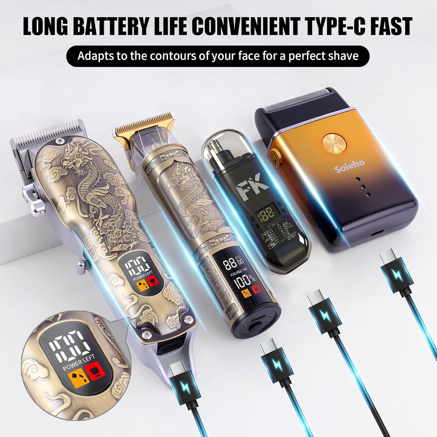 Hair Clipper for Men Set Cordless Electric Hair Clipper T-Shaped Beard Trimmer N