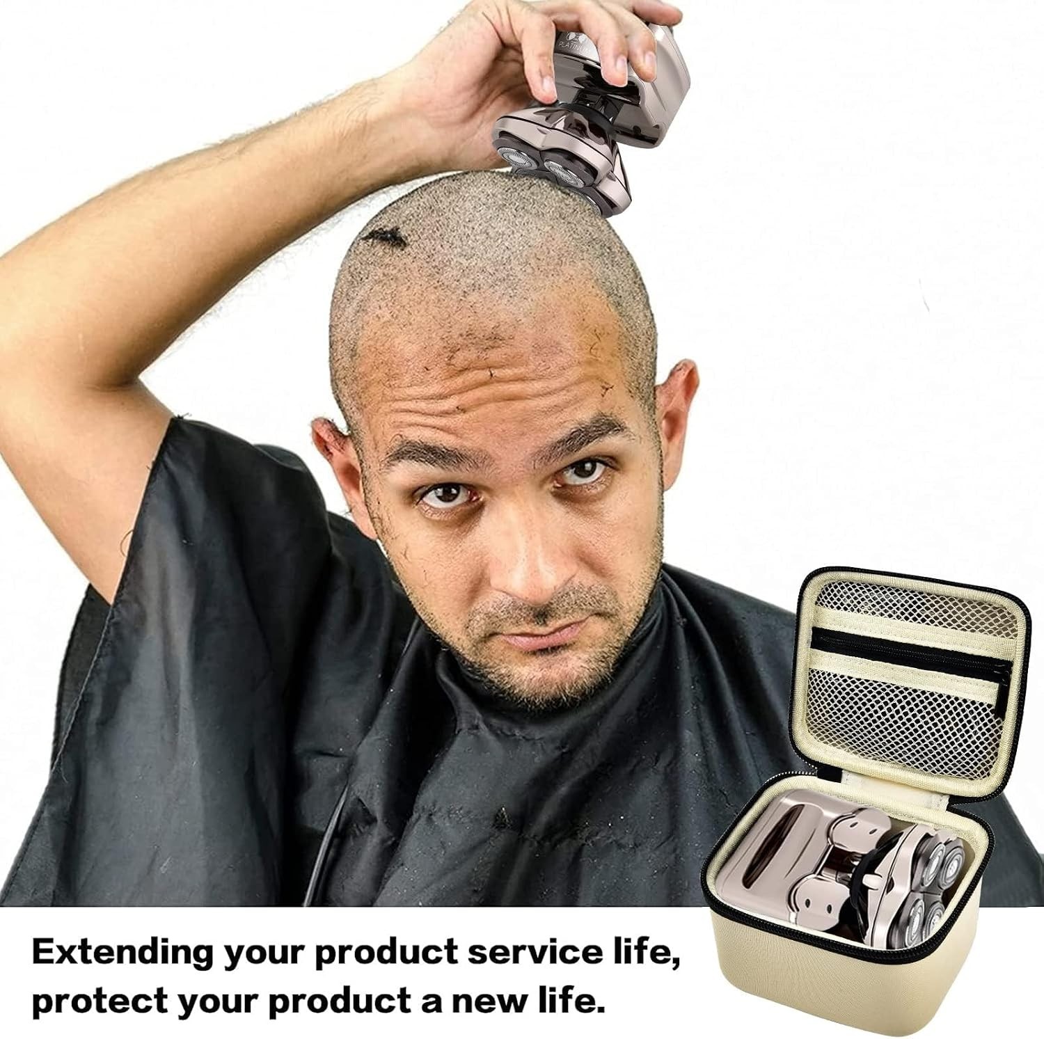 Compact & Lightweight Storage Case for Skull Shaver Electric Razor – Beige