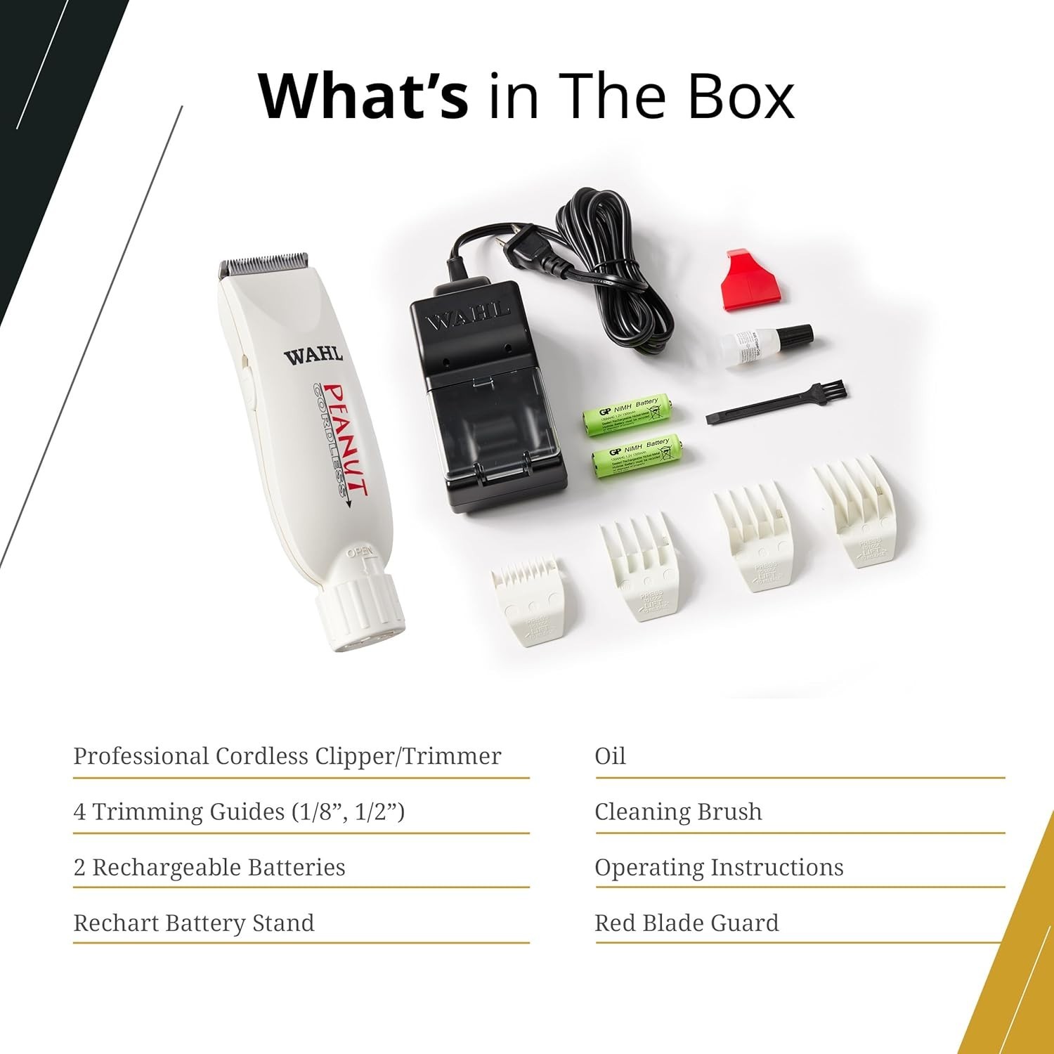 Wahl Professional Peanut Cordless Clipper/Trimmer #8663, White – Brand New