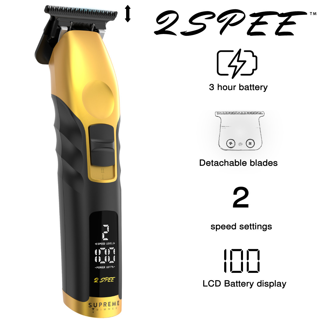 Supreme Trimmer 2Spee Hair Trimmer, 3 Hour Use, Detachable T-Blade | ST622 Gold