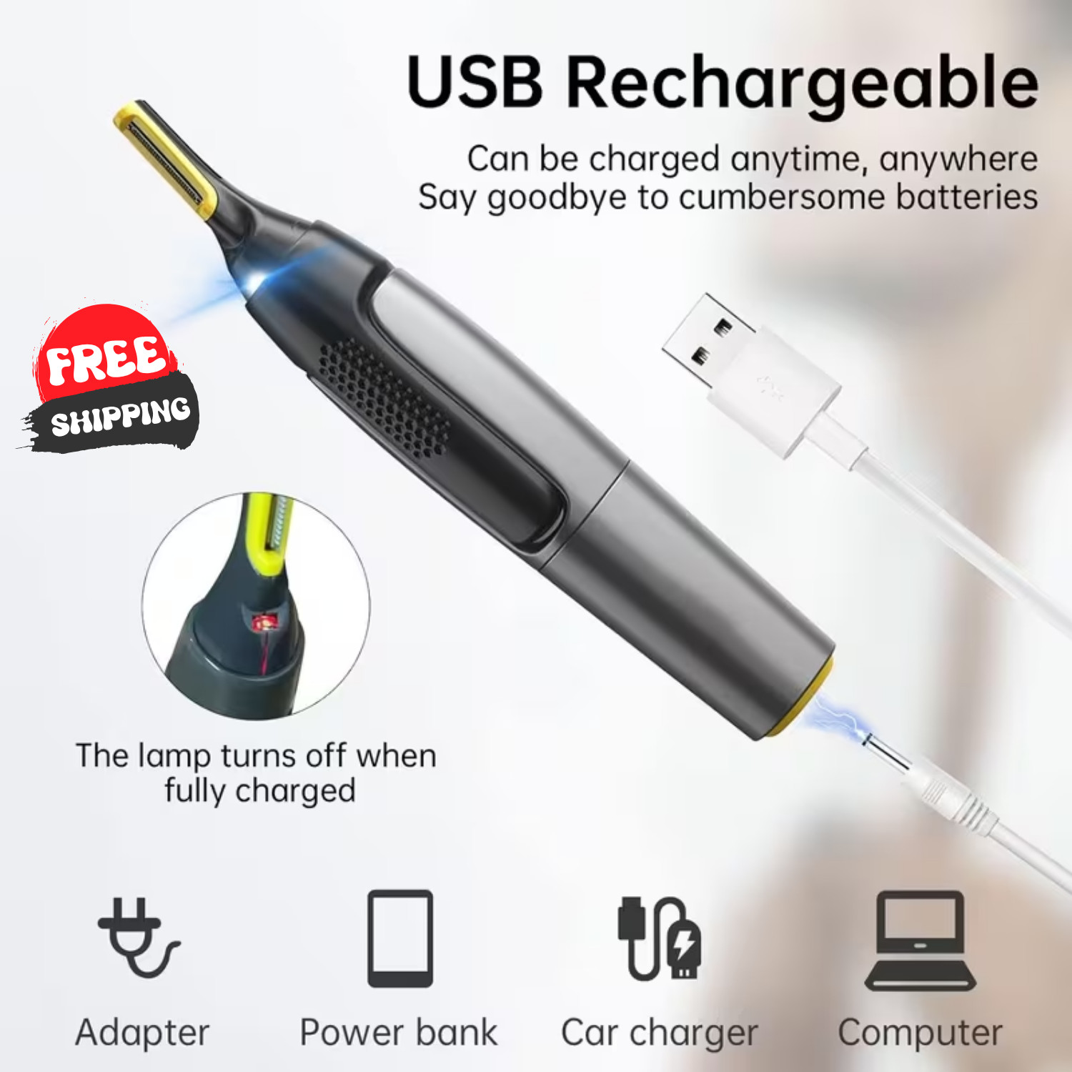 Men Electric Ear Beard Nose Hair Trimmer Eyebrow Mustache Remover Shaver Clipper