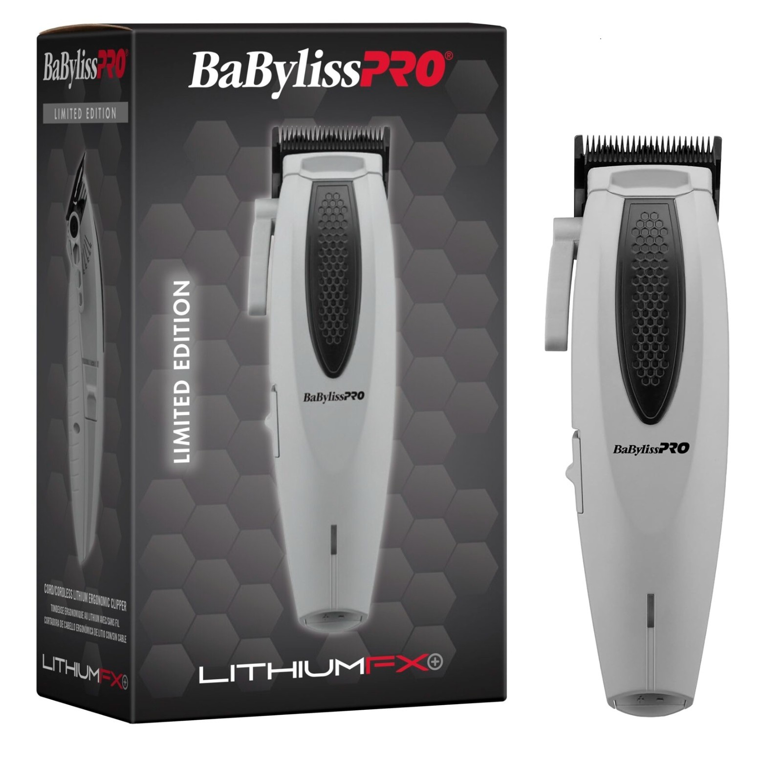 BaByliss PRO LithiumFX+ Cord/Cordless Ergonomic Clipper & Trimmer Combo Set Gray