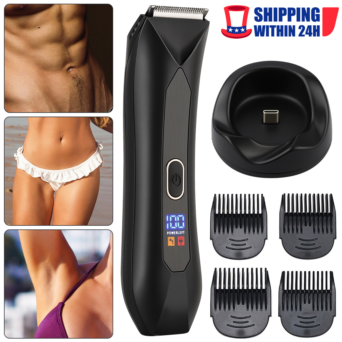 Men’s Pubic Hair Trimmer Electric Groin Body Hair Shaver for Balls Body Hair US