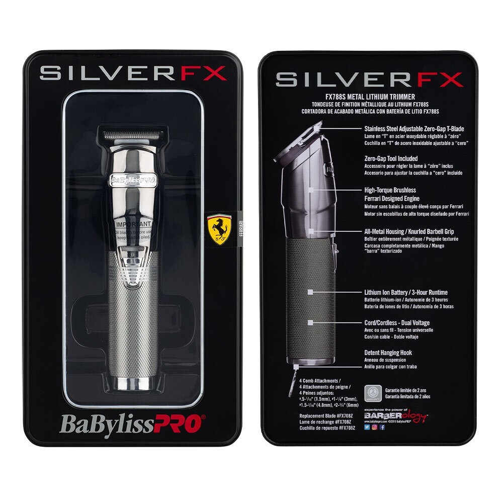 Authentic BaBylissPRO SILVERFX+ Cordless Hair Clipper | FX870S