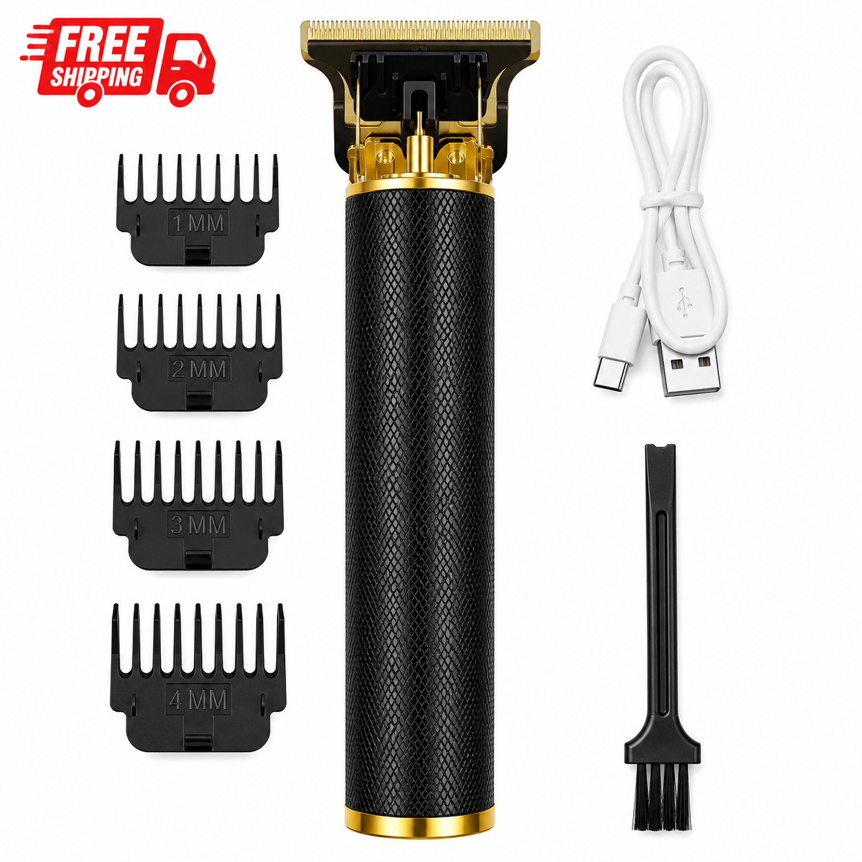 Vintage T9 Cordless Hair Trimmer Beard Clipper USB Rechargeable Gold Black