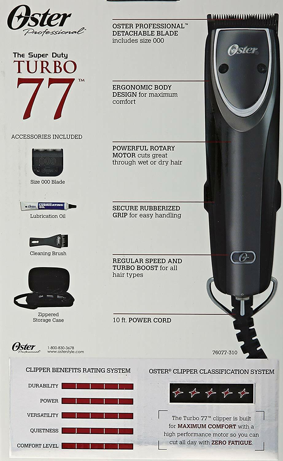 Oster 76077-310 Professional The Super Duty Turbo 77 Clipper w/000 Turbo Blade