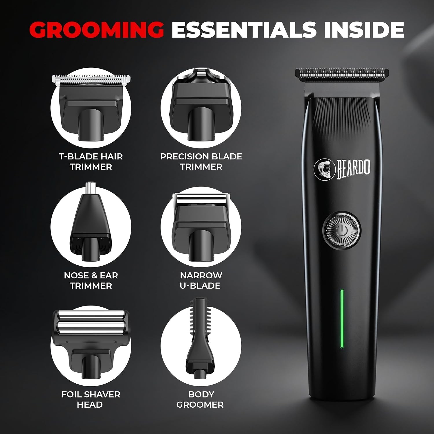 Beardo Ape-X Advanced 9-in-1 Full Body Trimmer for Men,BDTO061,Black