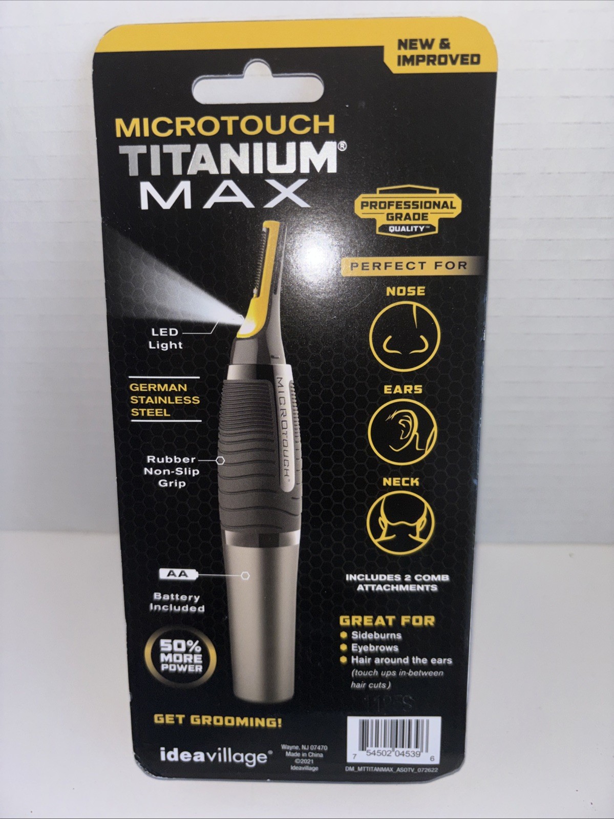 MicroTouch Titanium Max Lighted All-In-One Personal Trimmer Nose Ears Neck NEW