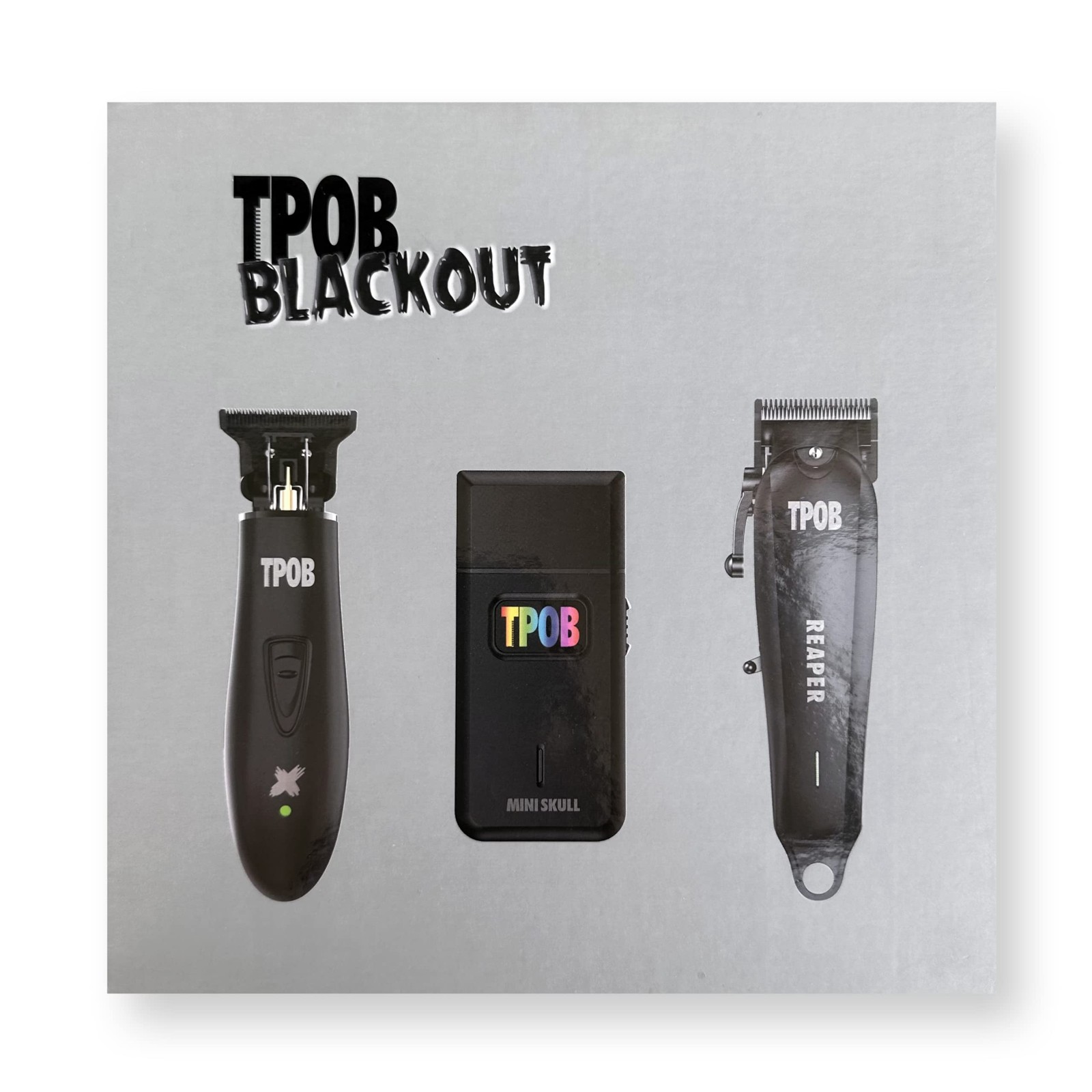 TPOB Slime 2 Black Clipper Trimmer Shaver Set Barber 3 Piece Set, Pack