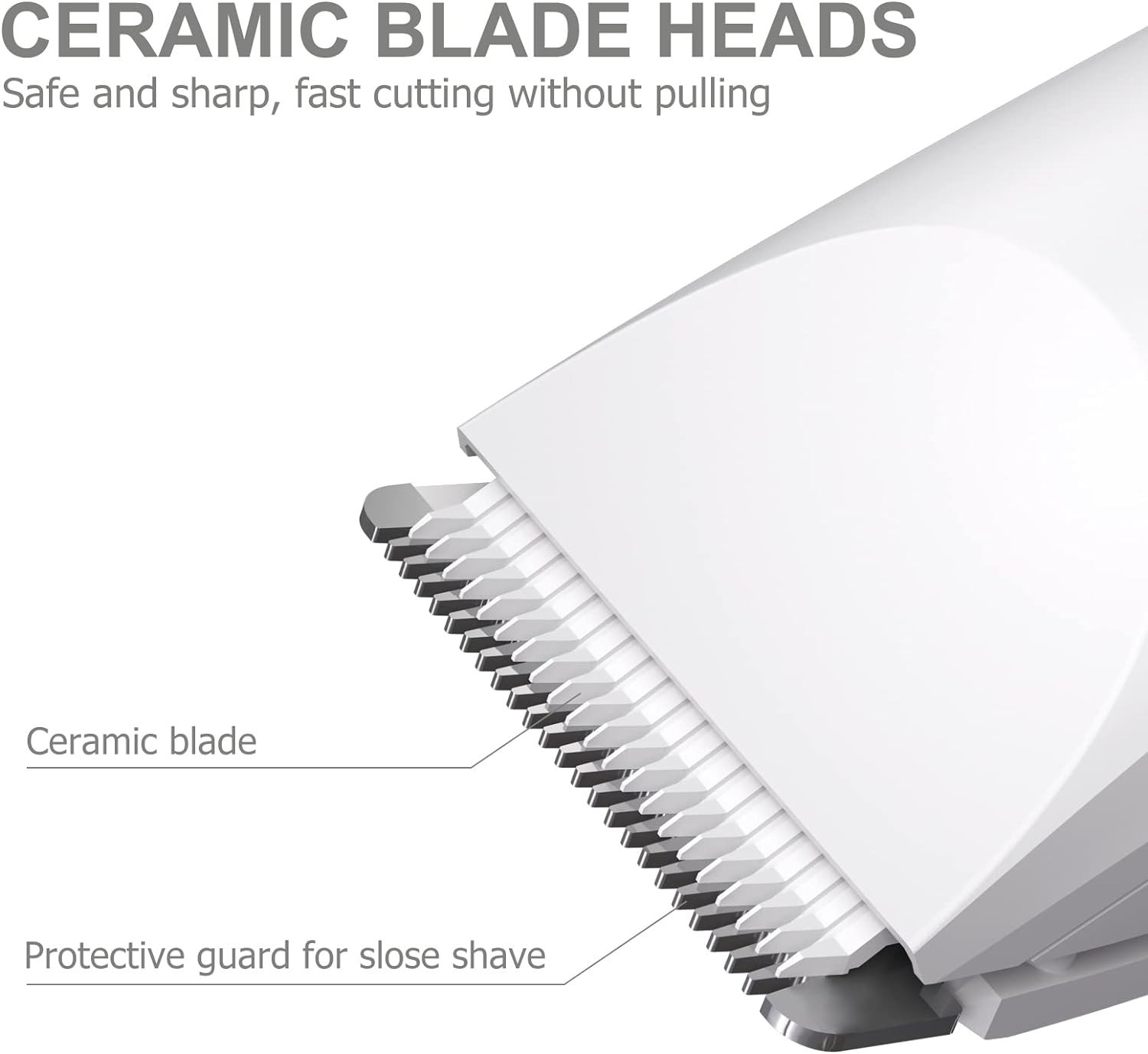 Electric Body Hair Trimmer, Waterproof Groomer with Ceramic Blades – White