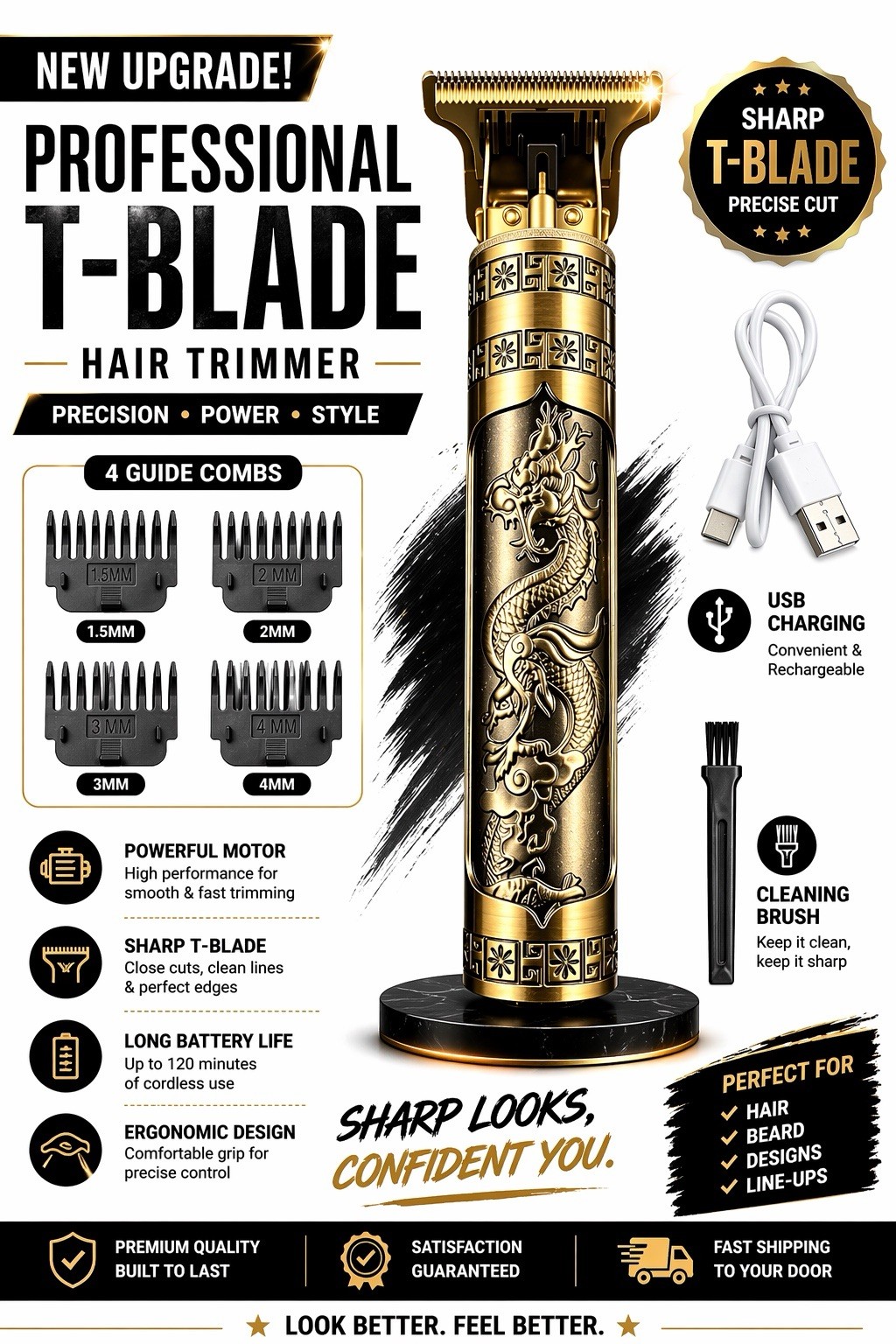 Vintage T9 Barbeador Dragon Beard Hair Trimmer Cutter Machine for Men