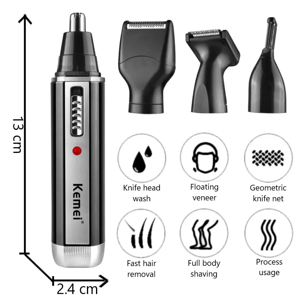 Kemei 4 in 1 trimmer for men Electric Nose and ear trimmer Rechargeable Trimmer