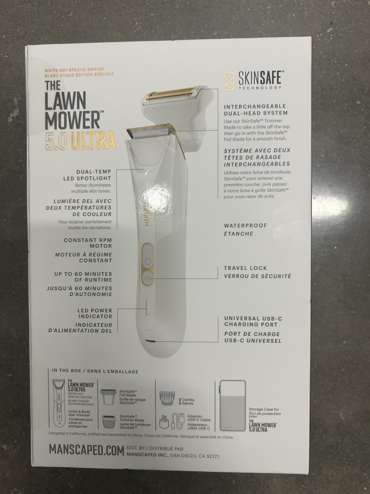 Manscaped Lawn Mower 5.0 Ultra Body/Groin Trimmer Waterproof Cordless White
