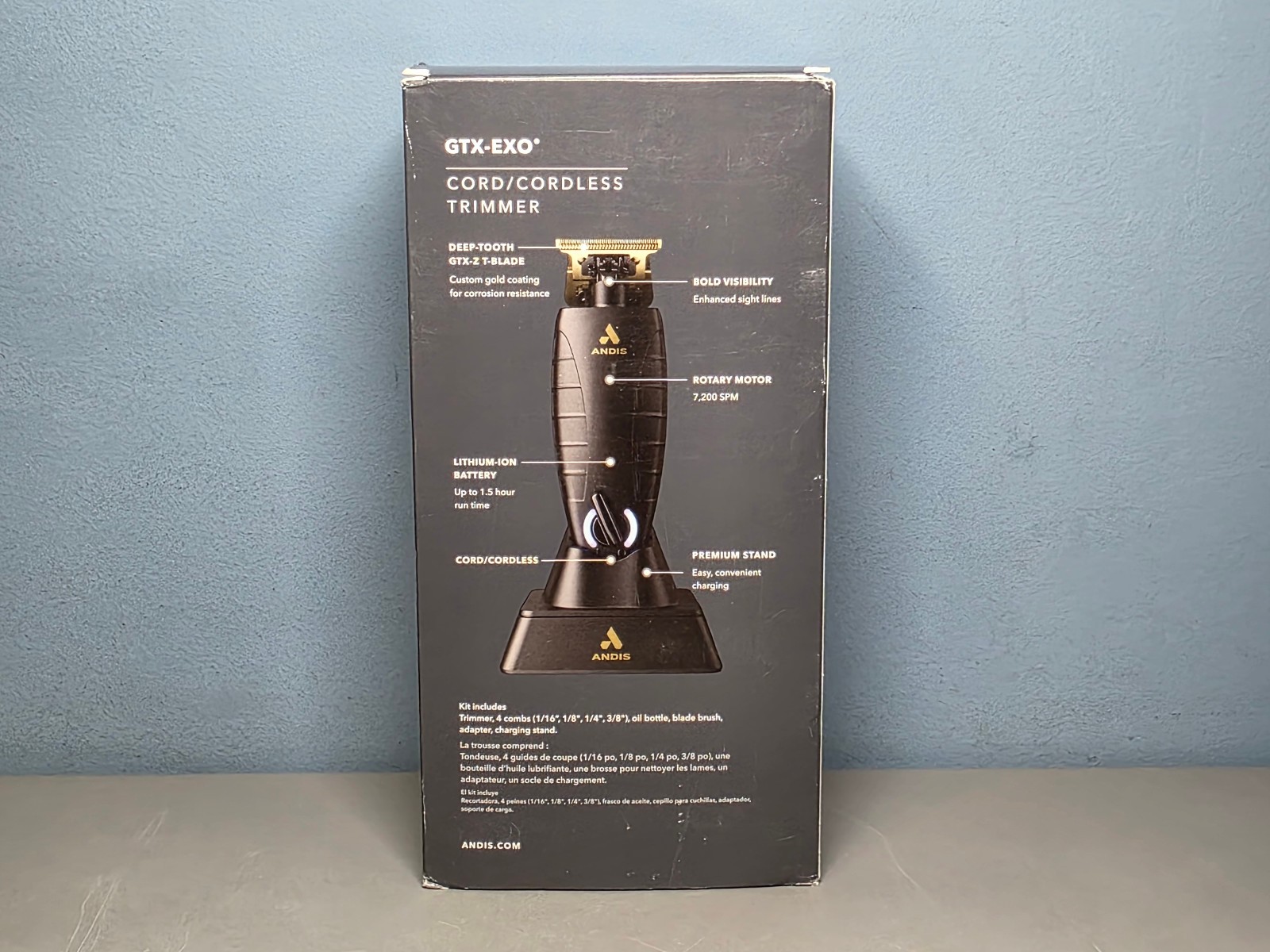 Andis Professional GTX-EXO Cordless Trimmer and Charging Stand, New