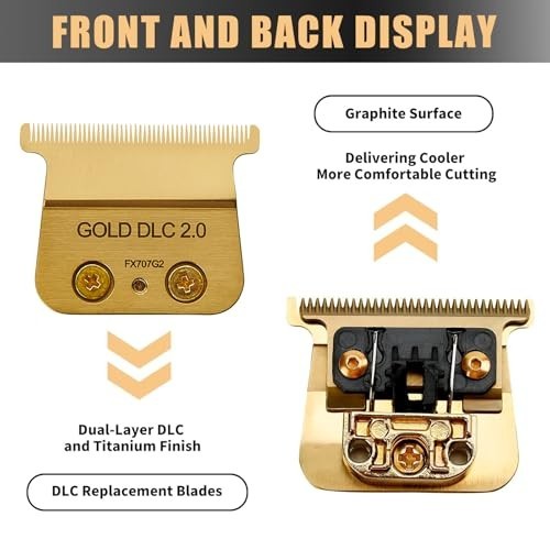 Replacement Trimmer Blades for BaByliss PRO FX787 & FX726 – DLC 2.0 Gold (1PC)