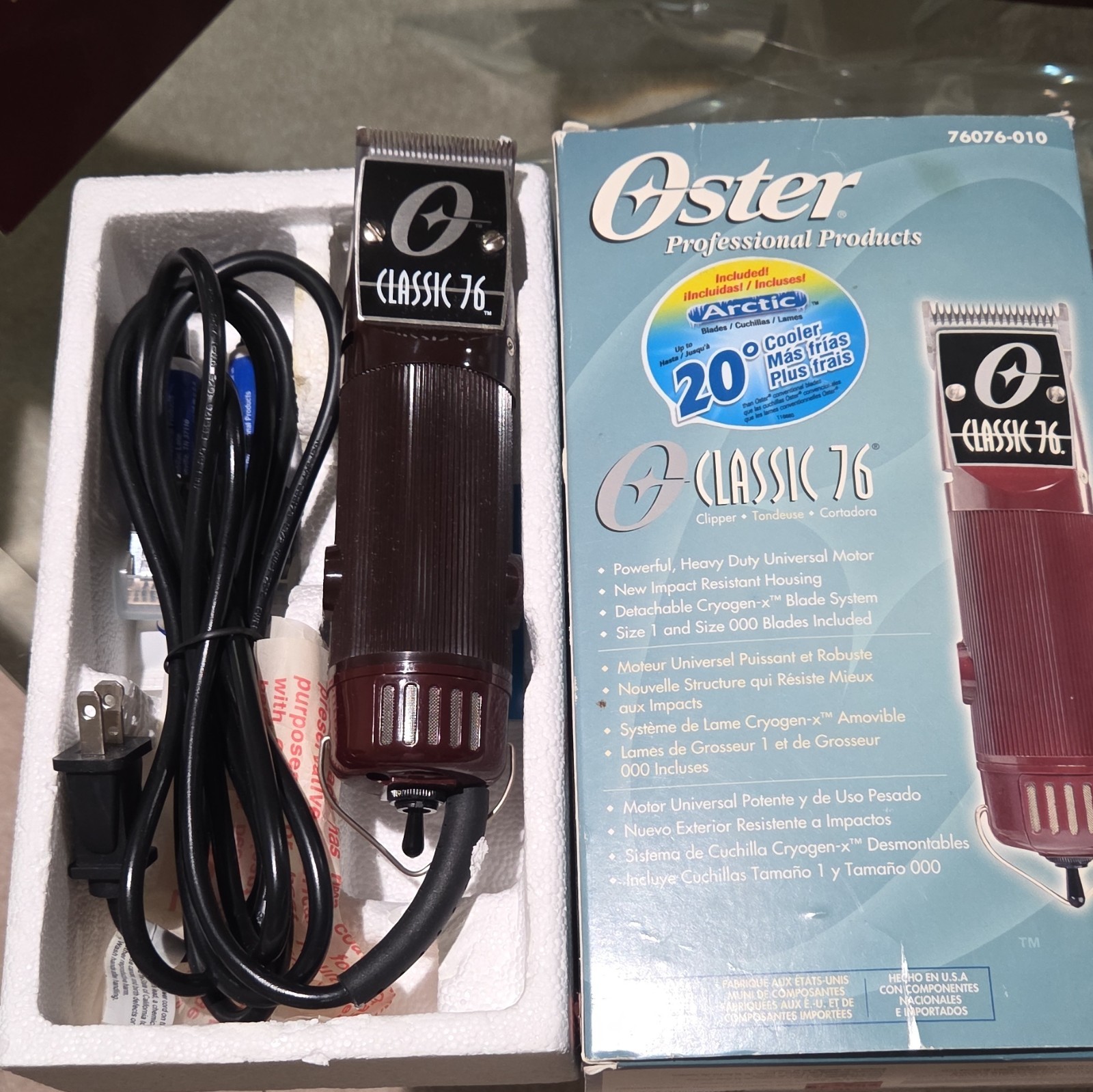 Oster Classic 76 Corded Hair Clipper, Detachable Blade, Burgundy 76076-010