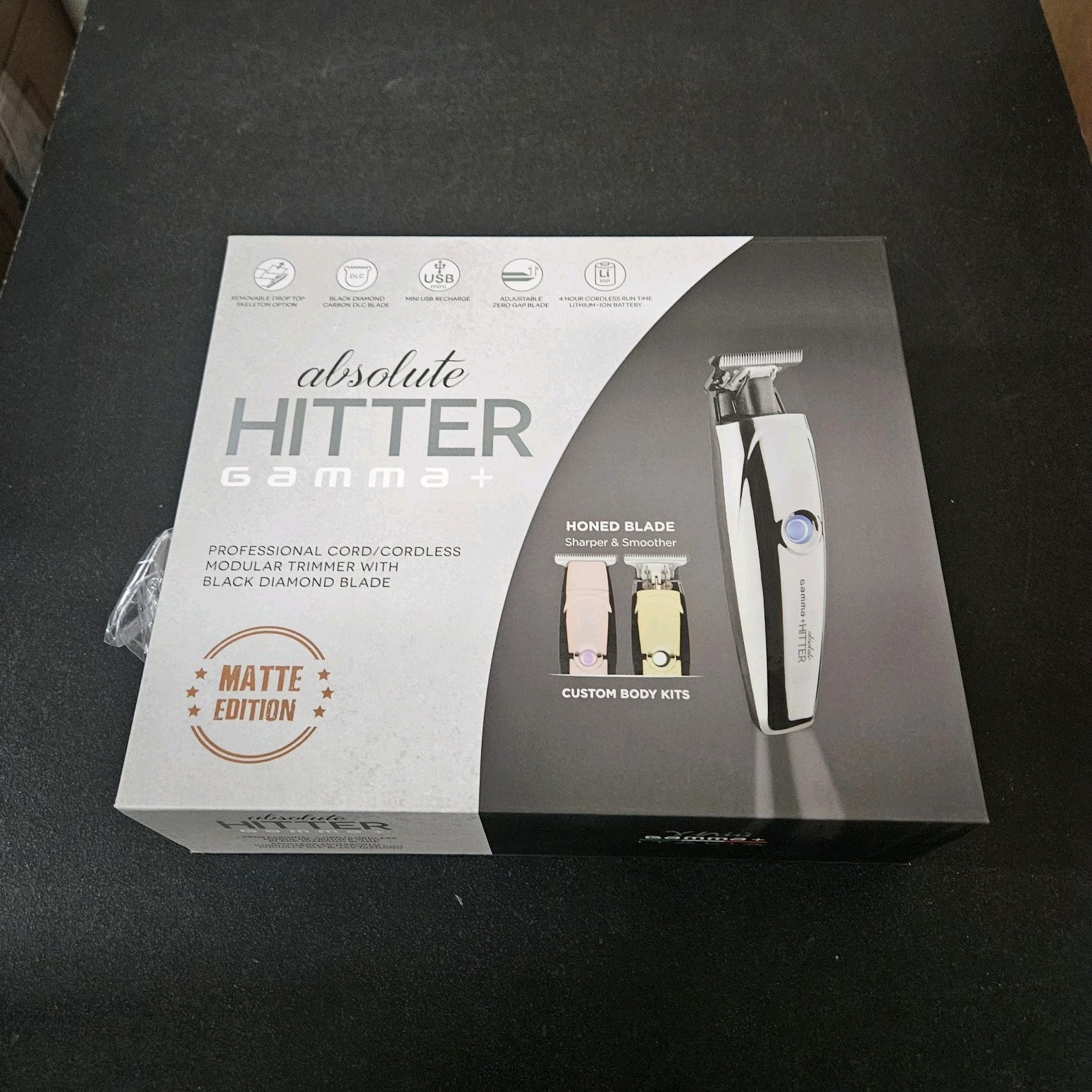 Gamma+ Absolute Hitter Matte Edition Cordless Trimmer USB Zero Gap Blade