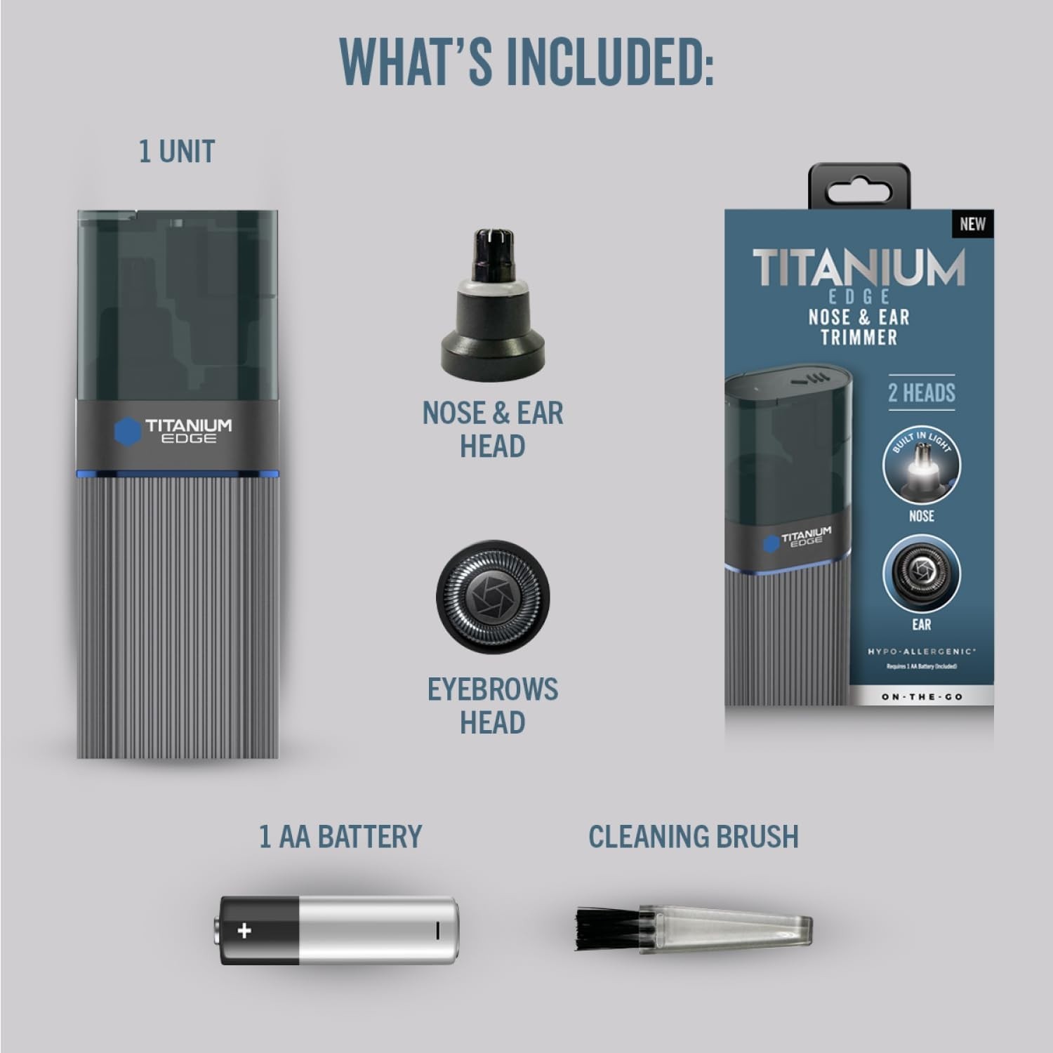 Microtouch Titanium Edge Ear & Nose Trimmer – Dual Rotary Blade Heads with Light