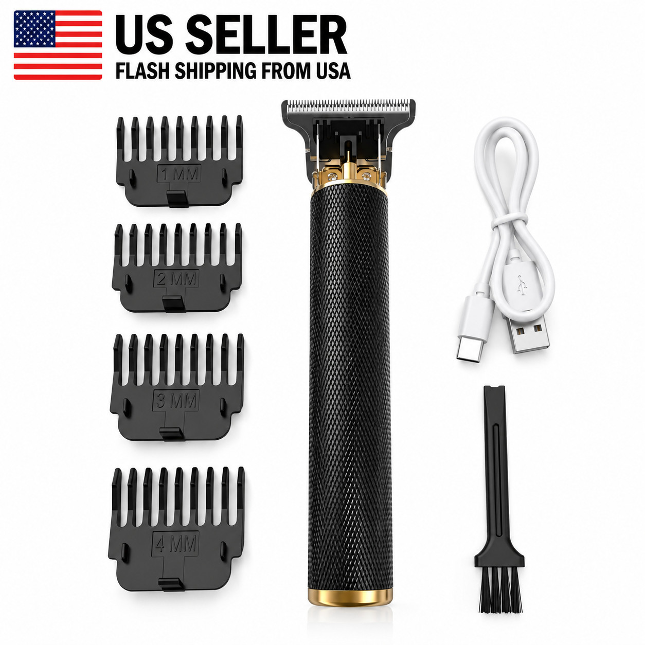 Vintage T9 Barbeador Black Gold Beard Hair Trimmer Cutter Machine for Men