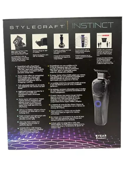 STYLECRAFT INSTINCT PROFESSIONAL VECTOR MOTOR CORDLESS HAIR TRIMMER – BRAND NEW