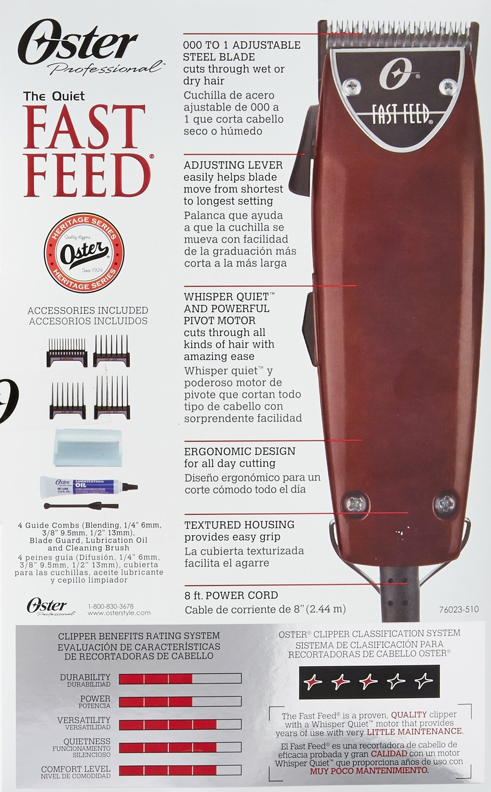 OSTER Fast Feed Adjustable Pivot Motor Clipper 76023-510