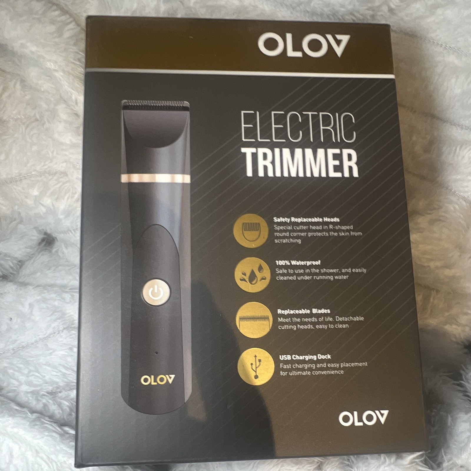 OLOV Nose Hair Trimmer YP-7032 Black/Gold Waterproof USB Charge 2 Heads #1-2