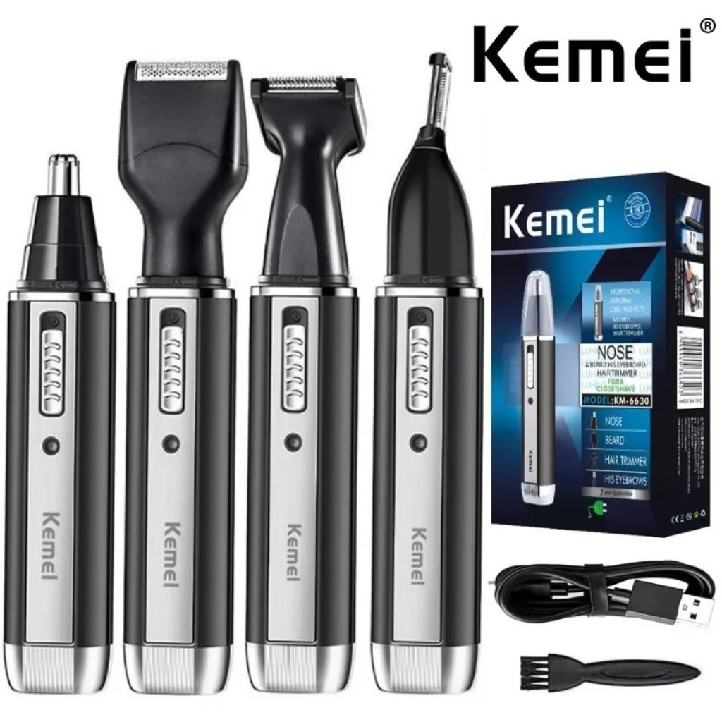 Kemei KM-6630 4 In 1 Trimmer For Men Electric Nose And Ear Trimmer Rechargeable
