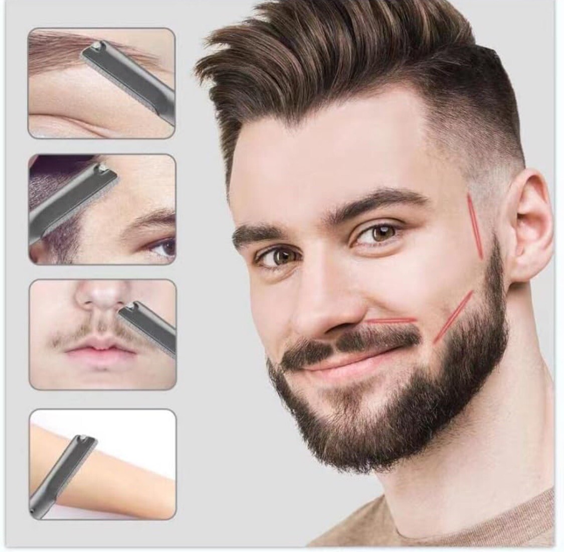Eyebrow Razor,Face Facial Fuzz Razor for Men Beard Trimmer Shaper with 20 Blades
