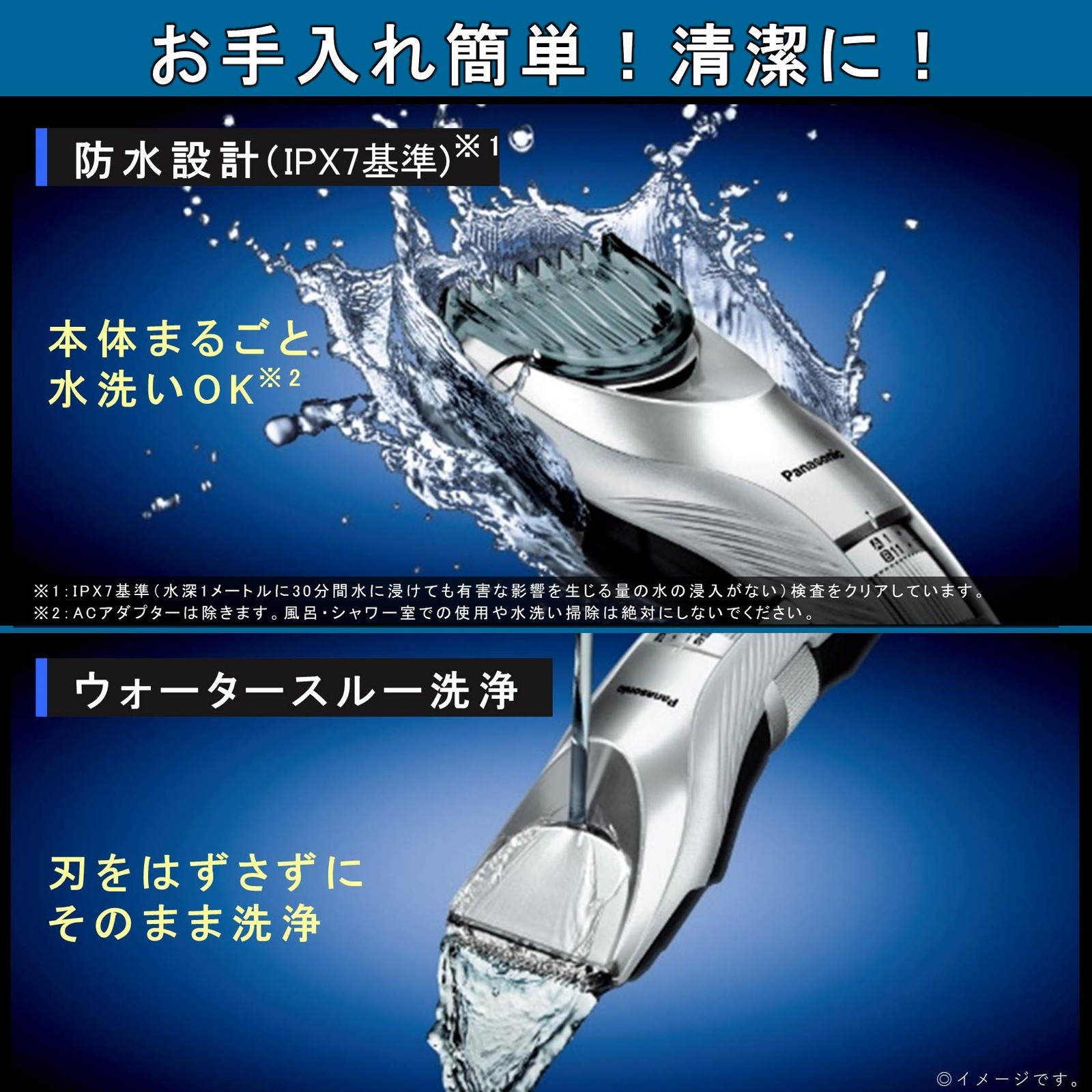 Panasonic ER-GC75-S Hair Clipper Two-Block Adjustable 0.5-20mm Silver