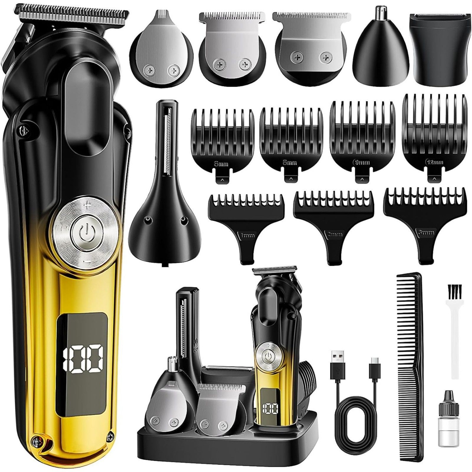 6-in-1 Men’s Hair Clipper Beard Trimmer Waterproof Cordless Grooming Kit