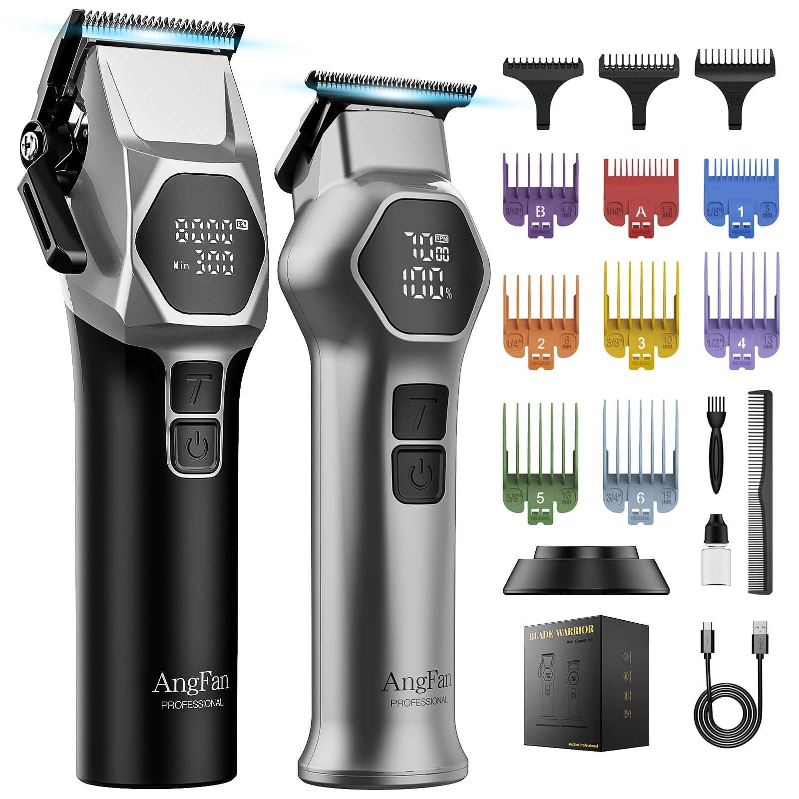 ANGFAN Professional Hair Clippers for Men – 8000RPM Brushless Motor & 440C St…