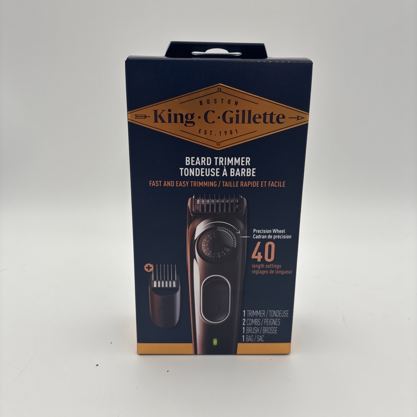 King C. Gillette Beard Trimmer 40 Length Settings Washable Head & Combs NEW