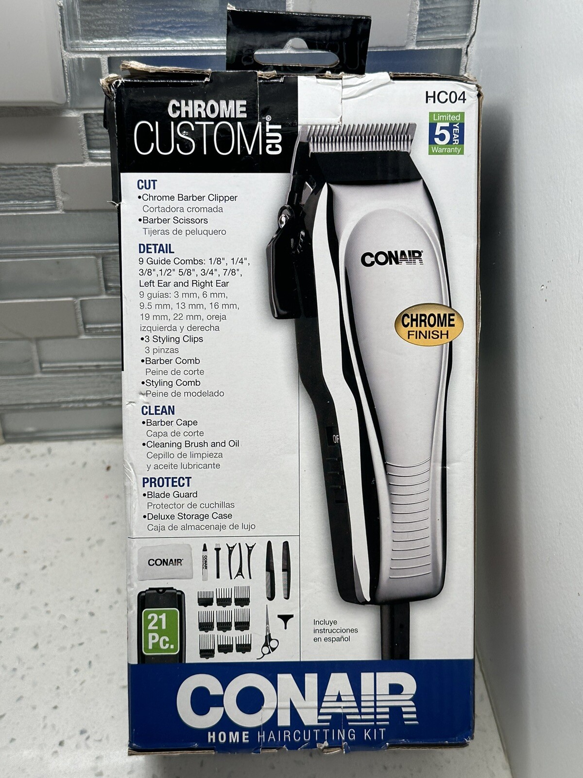 Conair Chrome Custom Cut 21-Piece Home Hair Cutting Kit NIB