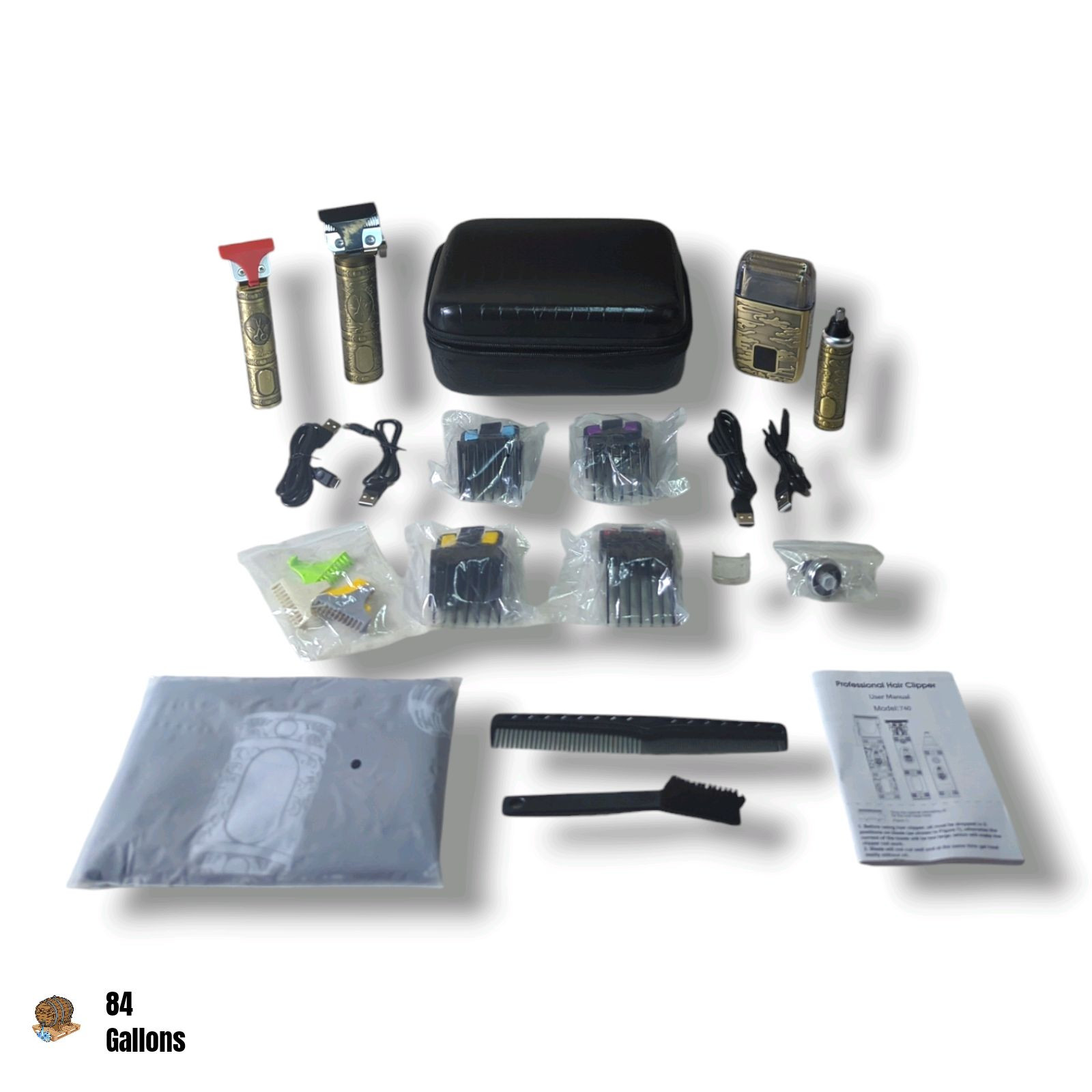 DUMITE 740 – 29 pcs Cordless Professional Men’s Grooming Set (Bronze/Gold)