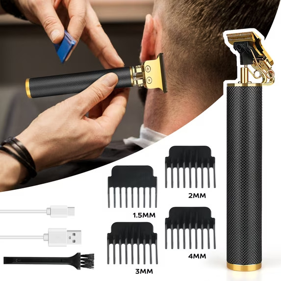 T9 Barbeador Black Gold Beard Hair Trimmer Cutter Machine for Men VINTAGE