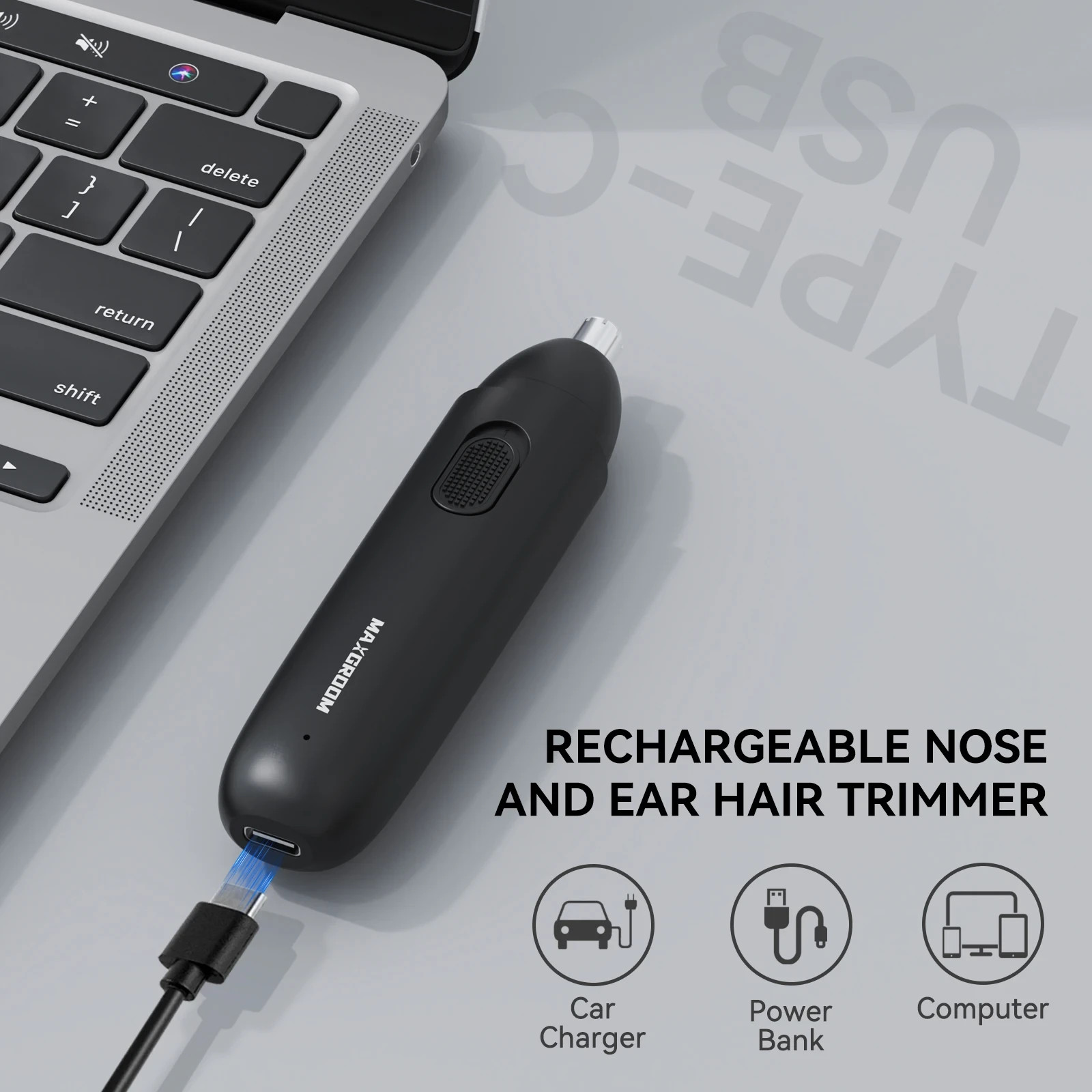 MAXGROOM Nose Hair Trimmer Rechargeable 360 Rotating Dual-Blade Painless Safe