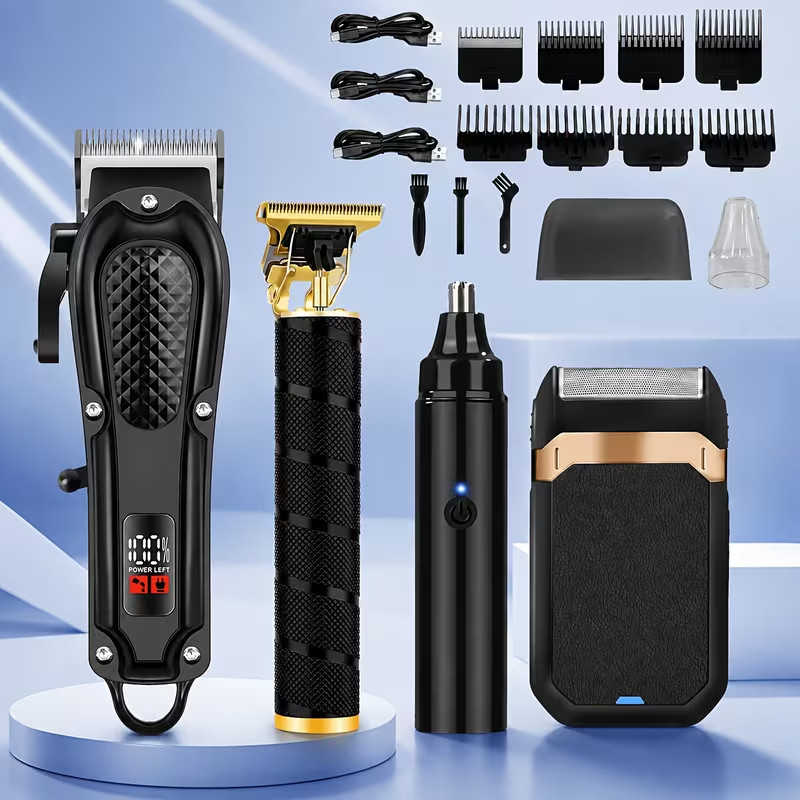 Rechargeable Electric Grooming Kit. Equipped with an LCD Battery Display